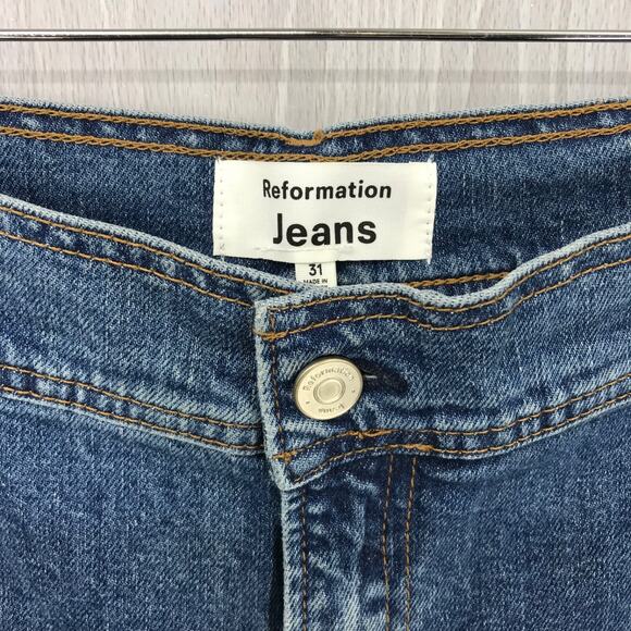 Reformation Clara High Rise Wide Leg Jeans Size 31 Stretch No Pockets - Picture 3 of 12